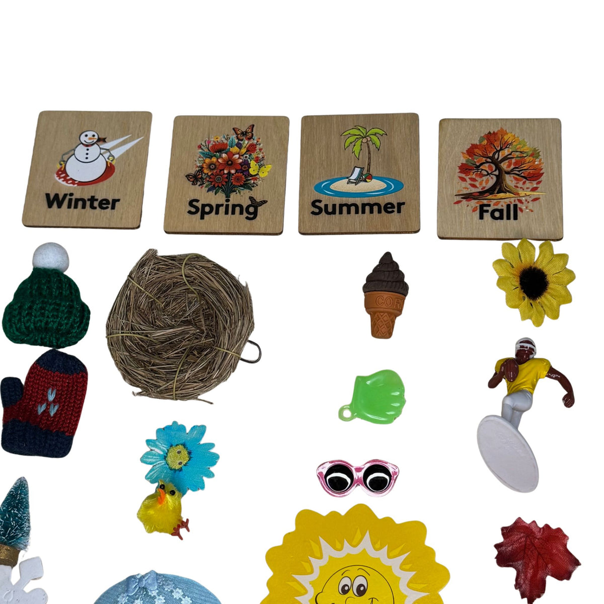 4 Seasons Object Sorting with Wooden Labels