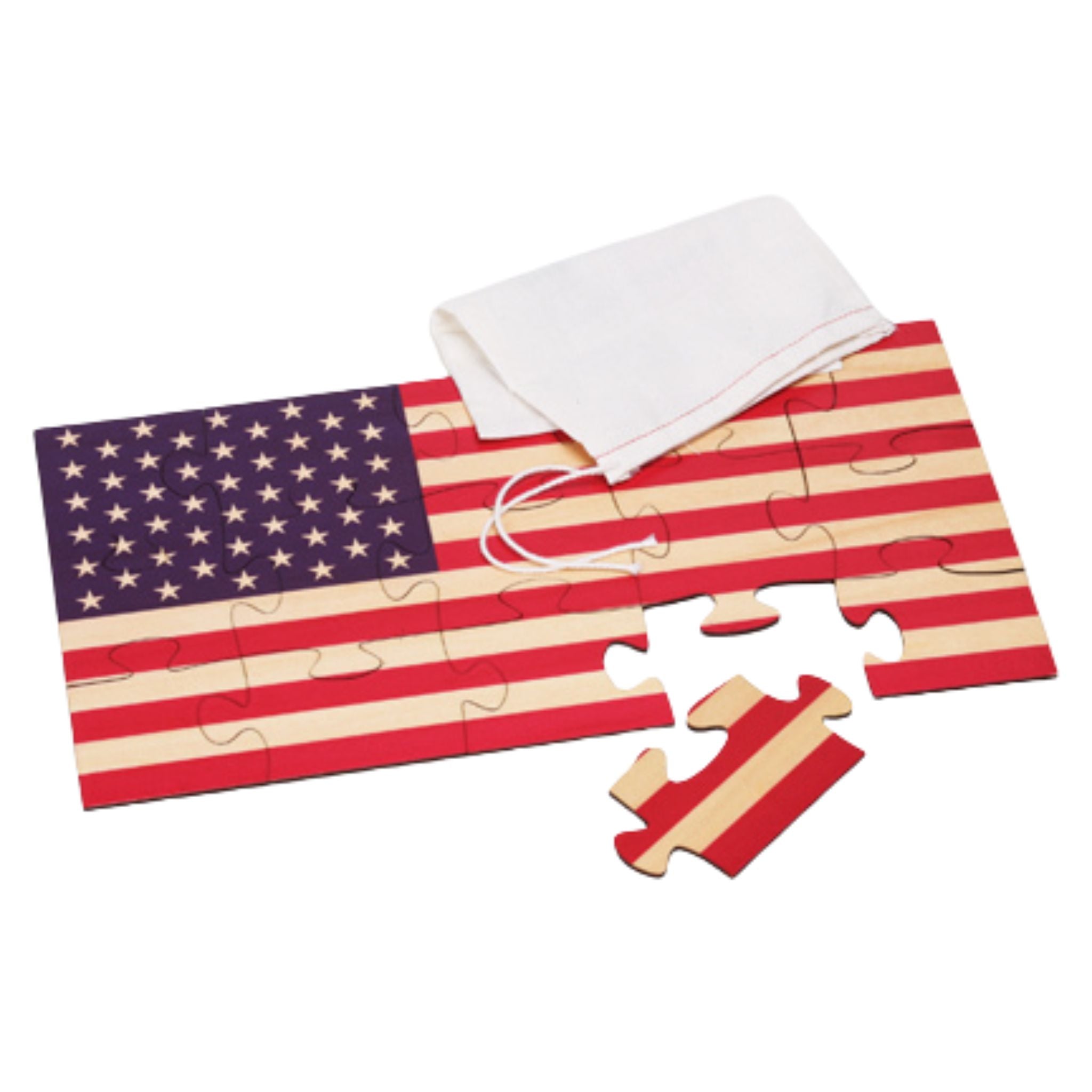 American Flag Shaped Wood Jigsaw Puzzle
