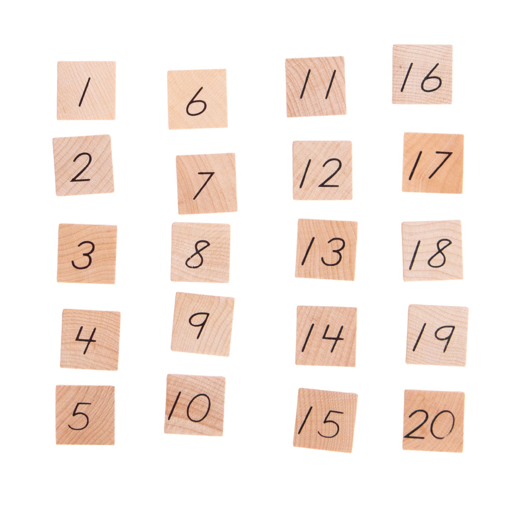 Small Numeral Wood Tile Set 1-20