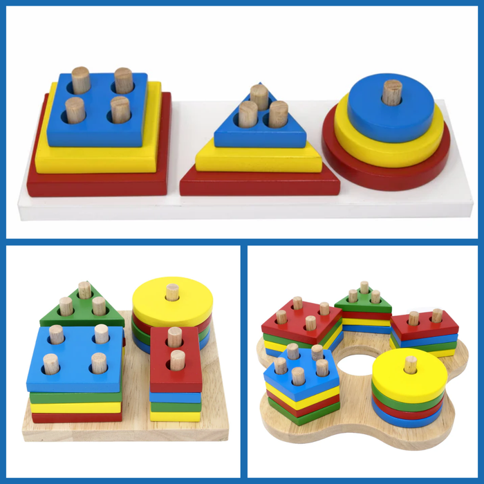 Stack and Sort Geometric Board (multi-pole)