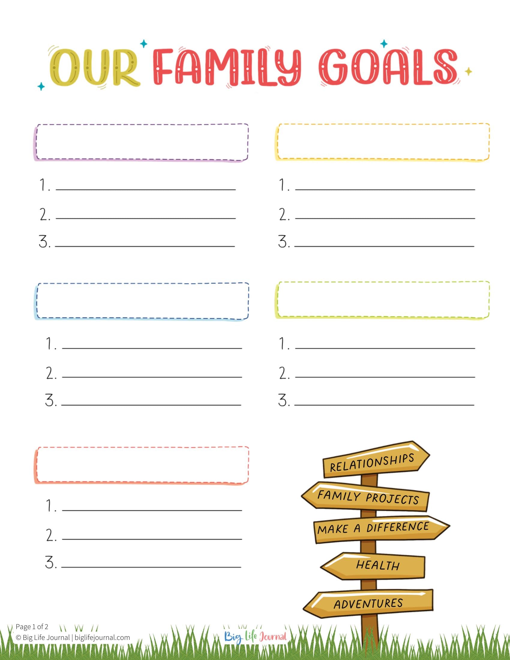 Big Life Journal Free Printables: Our Family Goals