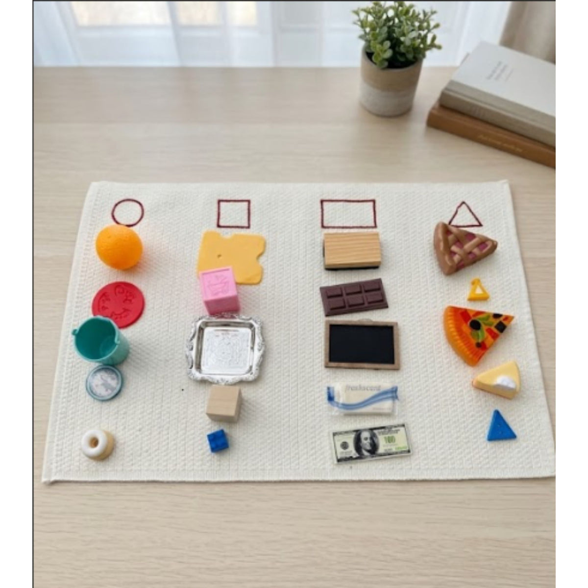 Bag Full of Objects with Embroidered Mat Or Embroidered Mat Only