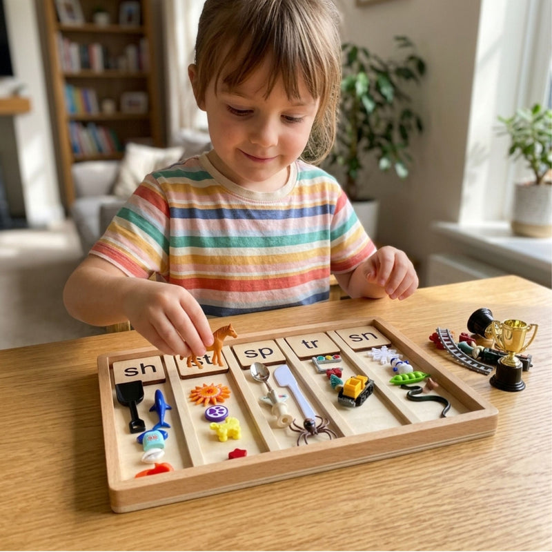 Bag Full of Blends & Digraphs Objects Kit (sh, sn, sp, st, tr) -With Wooden Tiles