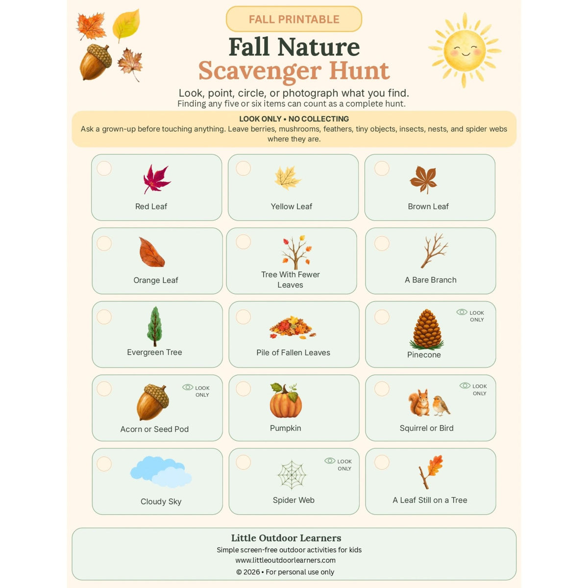 Fall Nature Exploration Free Printable Collection