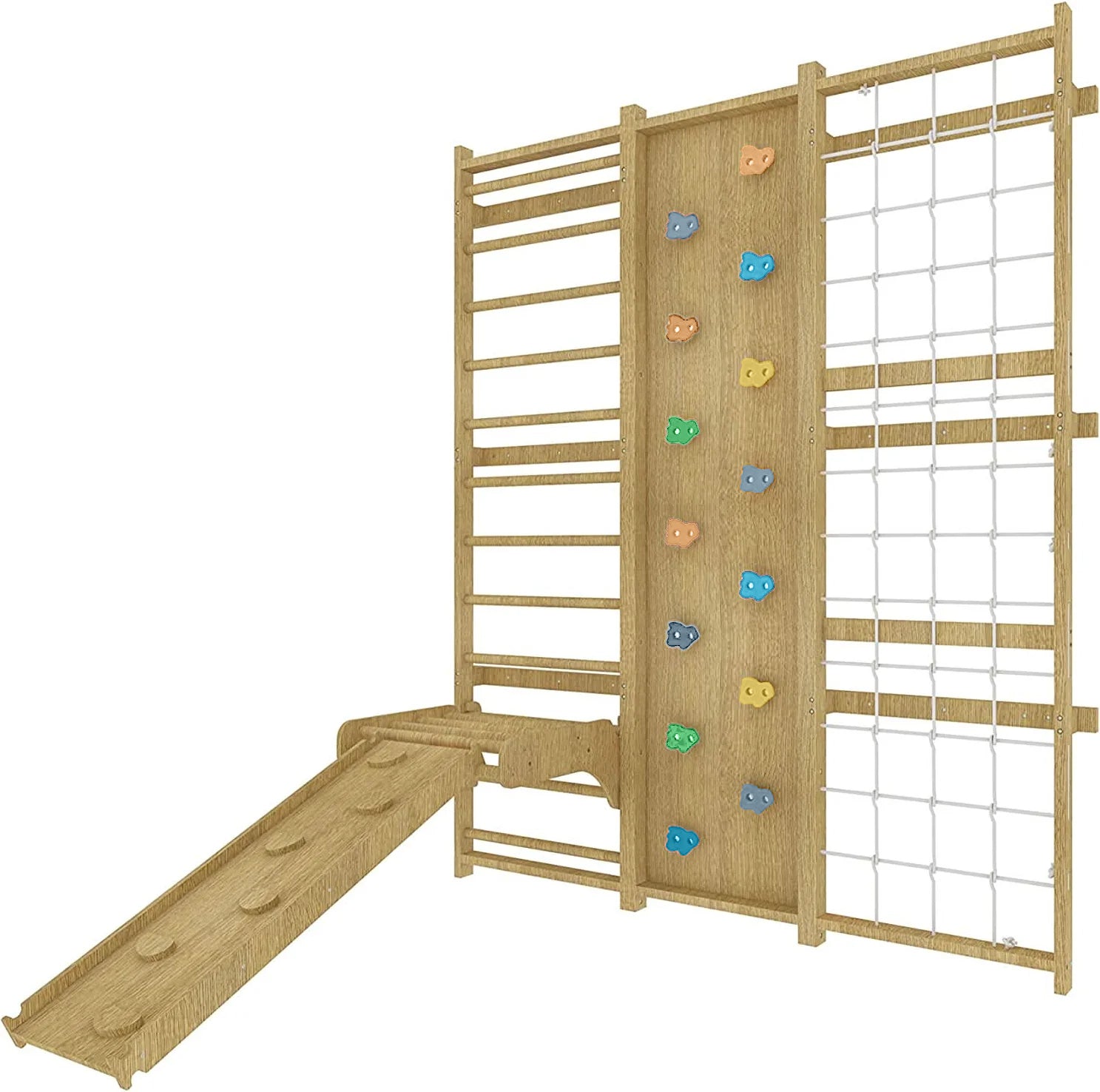 Furniture: Walnut | Swedish Ladder Jungle Gym - 79" Height - Wall Mounted