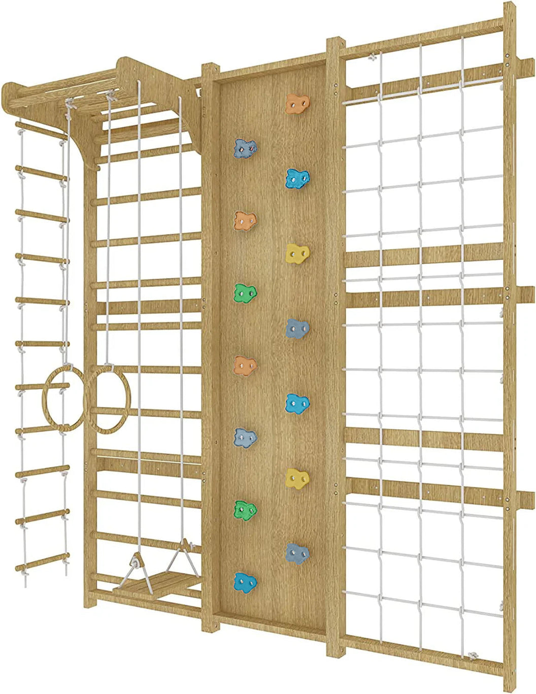 Furniture: Walnut | Swedish Ladder Jungle Gym - 79" Height - Wall Mounted
