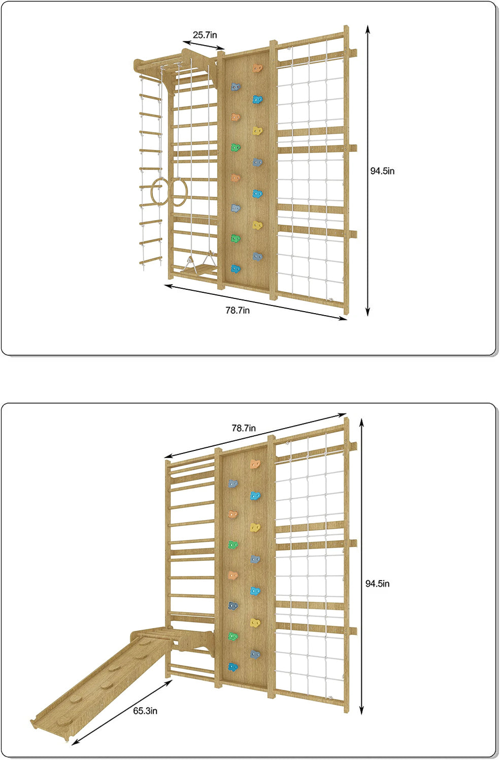 Furniture: Walnut | Swedish Ladder Jungle Gym - 79" Height - Wall Mounted