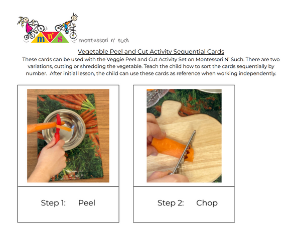 Vegetable Peel and Cut Activity Sequential Cards