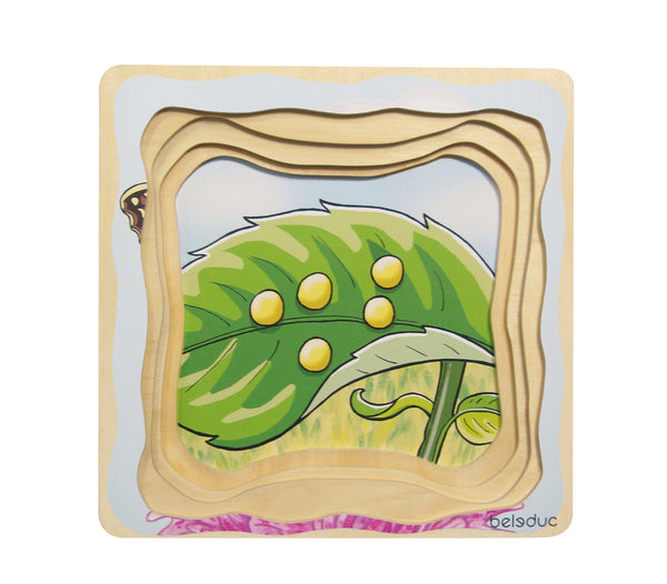 Multi-Layer Nesting Wood Puzzle: Egg to Butterfly 5 Layer