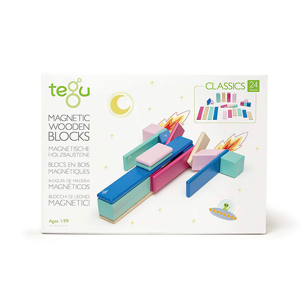 24-Piece Set Magnetic Wooden Blocks
