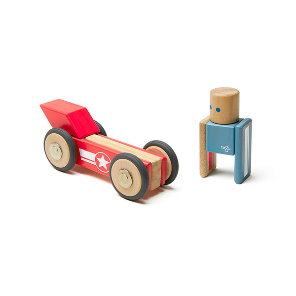 Daredevil Magnetic Wooden Blocks; Stunt Team, 12 pieces