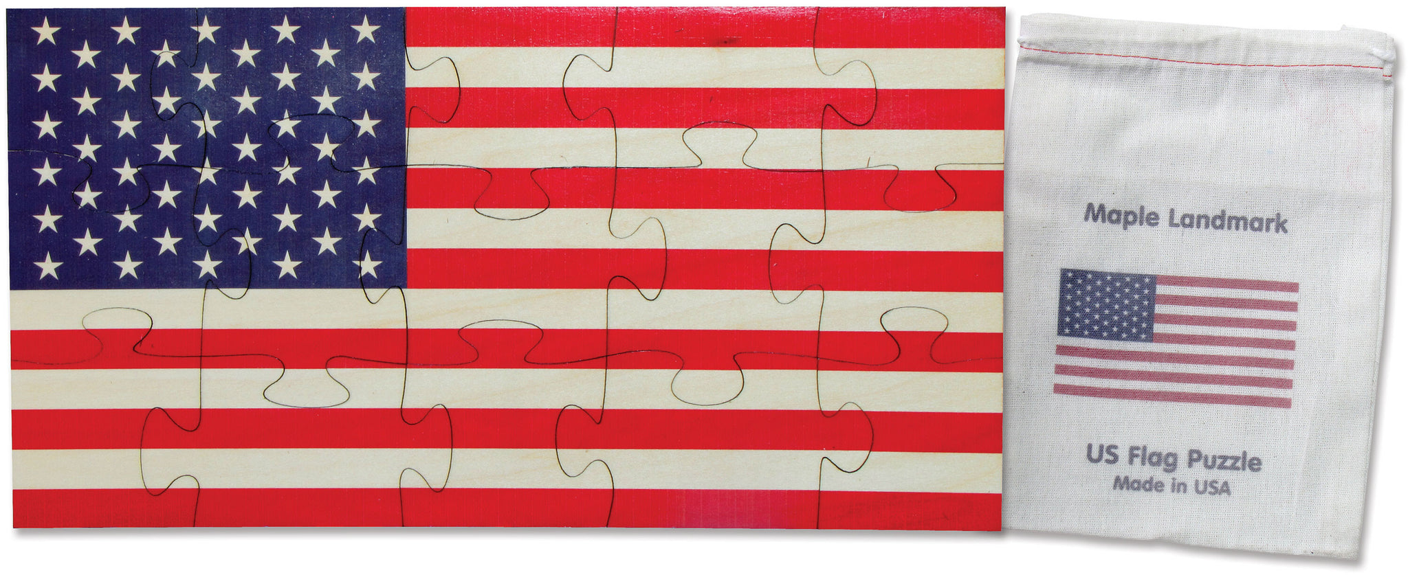 American Flag Shaped Wood Jigsaw Puzzle