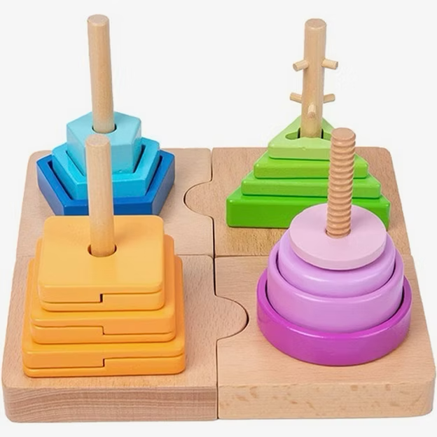 4 In 1 Geometric Stacking | Montessori-n-Such