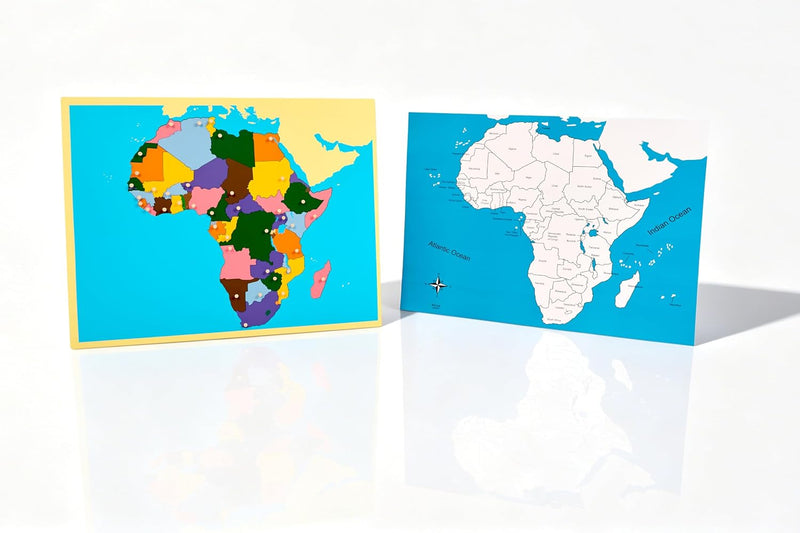 Continent Map: Africa Knobbed Puzzle Map with Control Cards