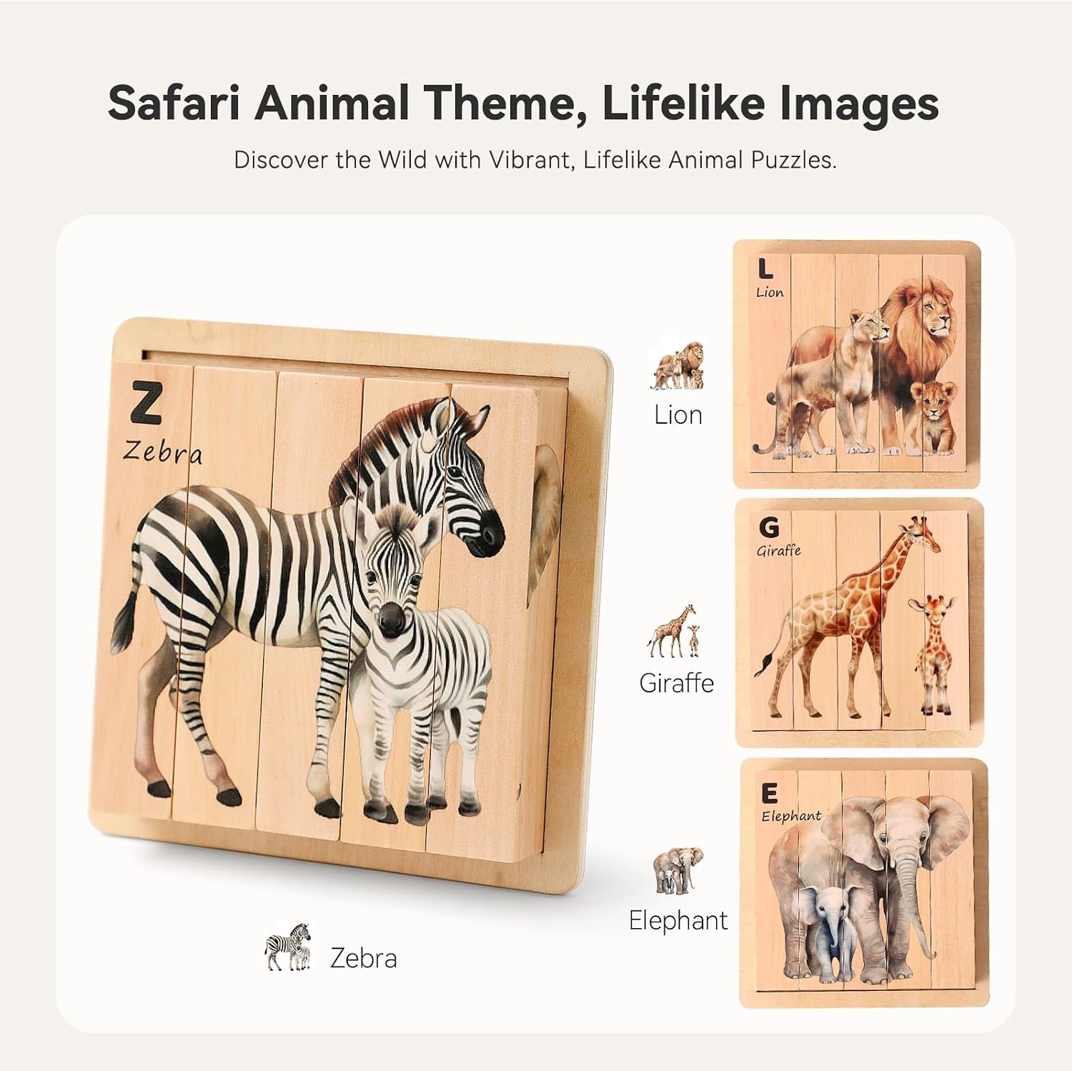 4 in 1 Wooden Animal Chunky Puzzle