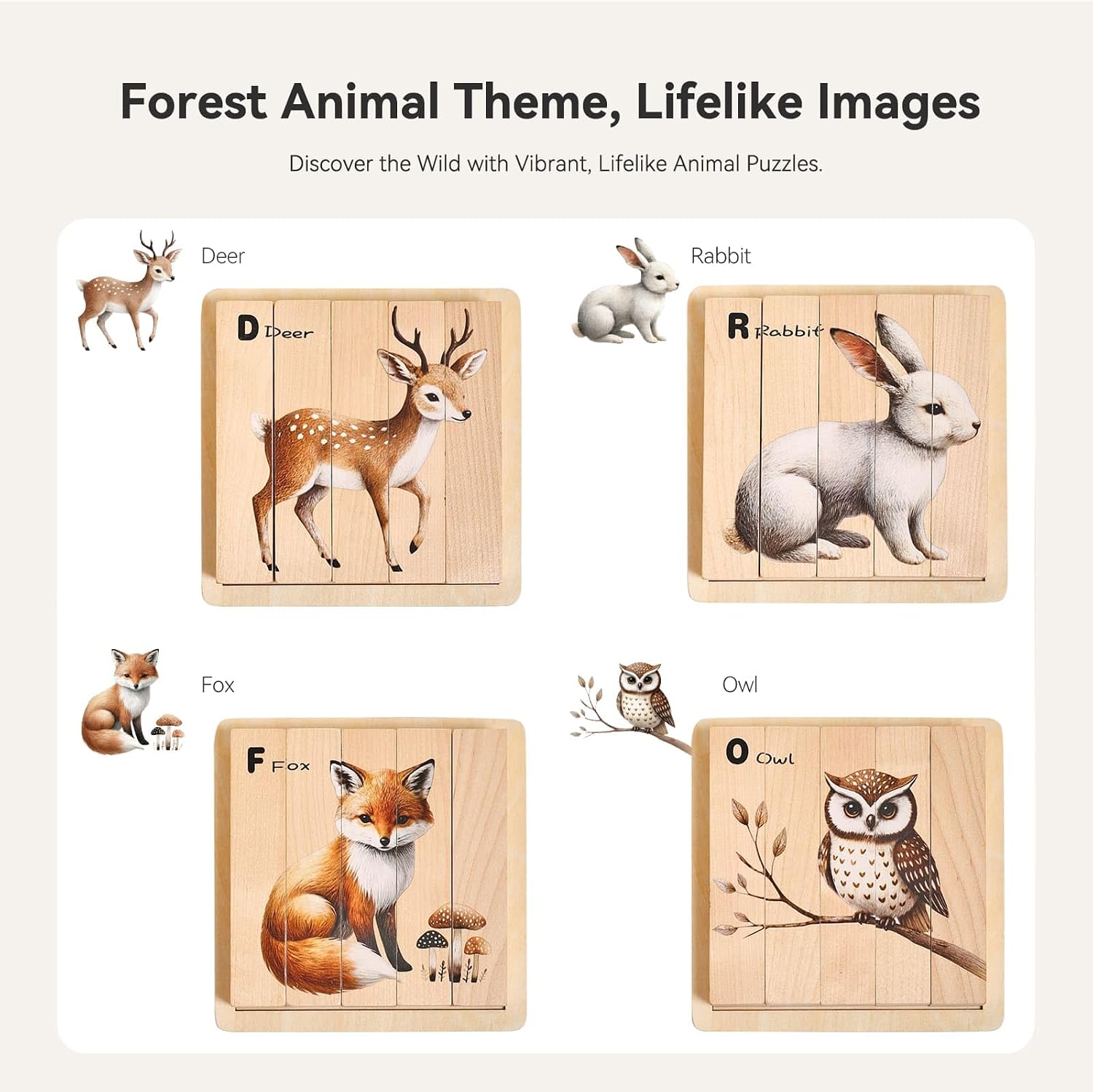 4 in 1 Wooden Animal Chunky Puzzle