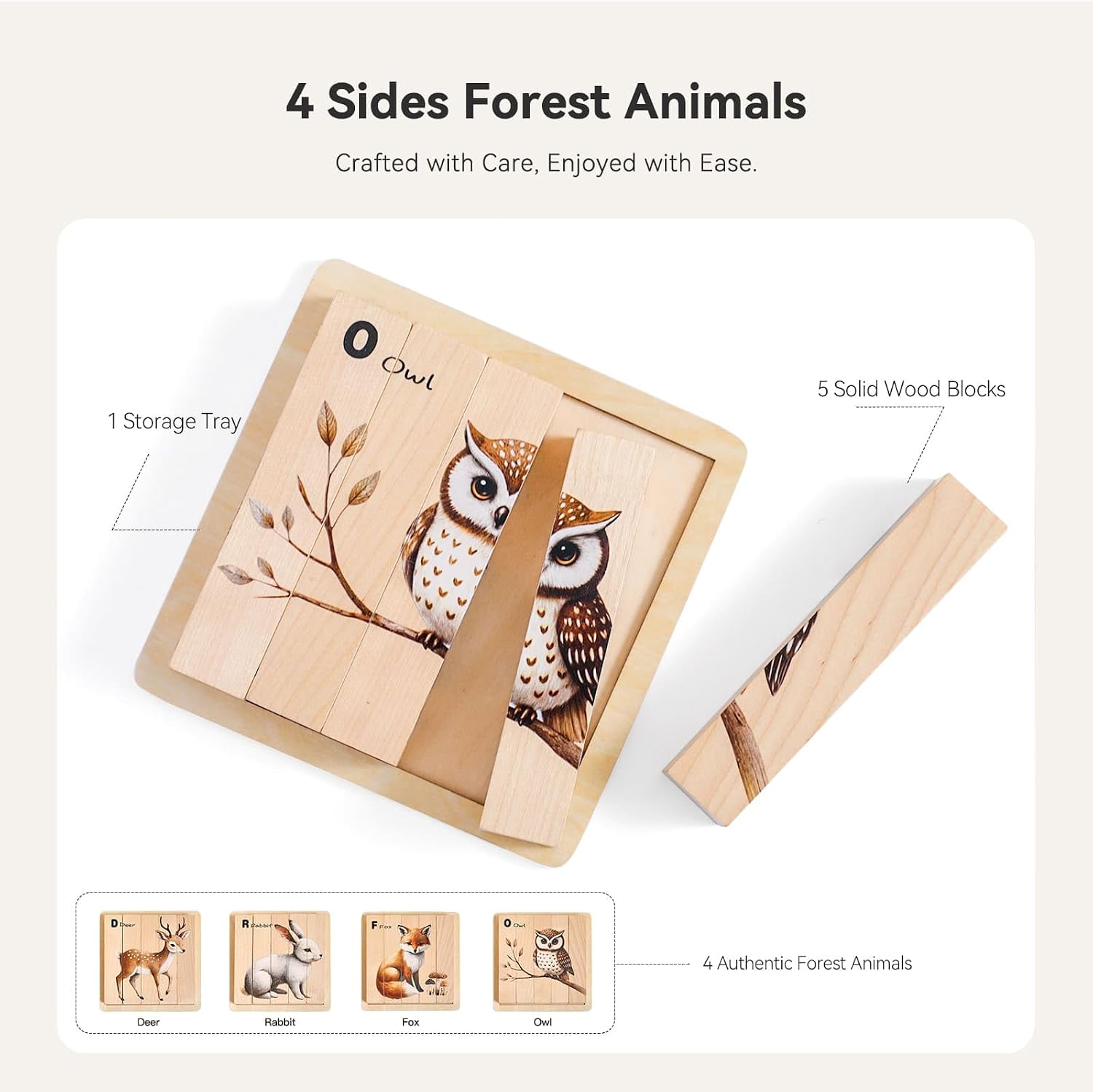 4 in 1 Wooden Animal Chunky Puzzle