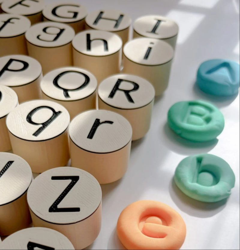 Alphabet Dough Stamps – Uppercase & Lowercase Letters