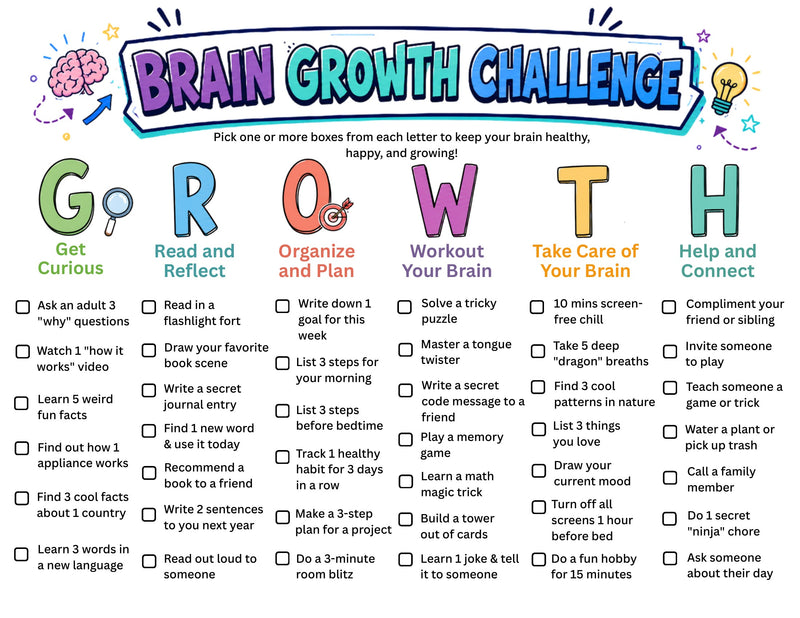 Big Life Journal Free Printables: Brain Growth Challenge