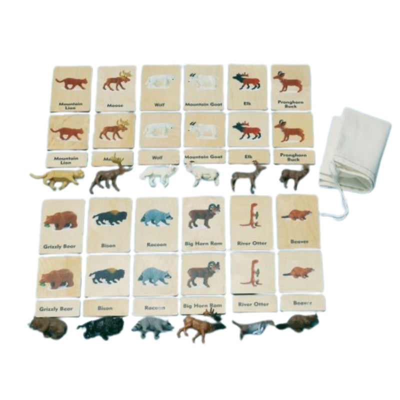 Continent 3-Part Wood Tiles & Replicas: North American Animals