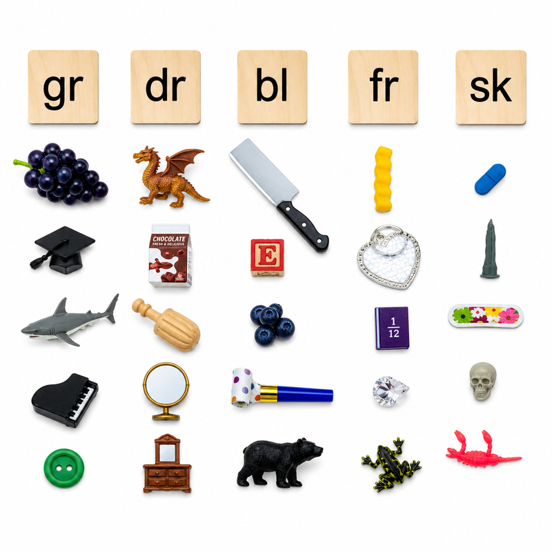 Bag Full of Blends Objects Kit (dr, bl, fr, sk, gr)  with Wooden Tiles