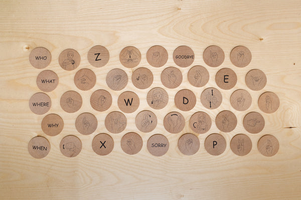 Sign Language Wooden Disks