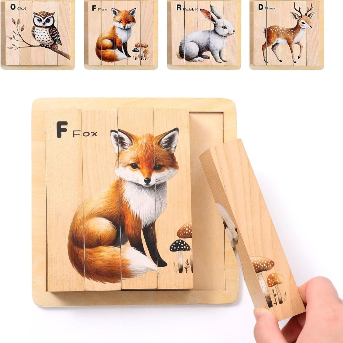 4 in 1 Wooden Animal Chunky Puzzle