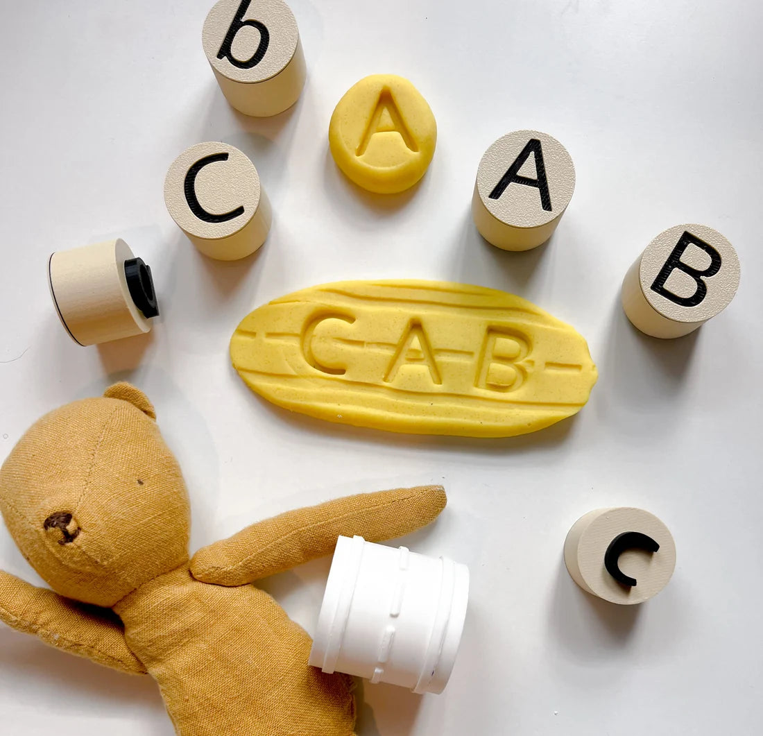 Alphabet Dough Stamps Set – Uppercase & Lowercase Letters with Play-Doh