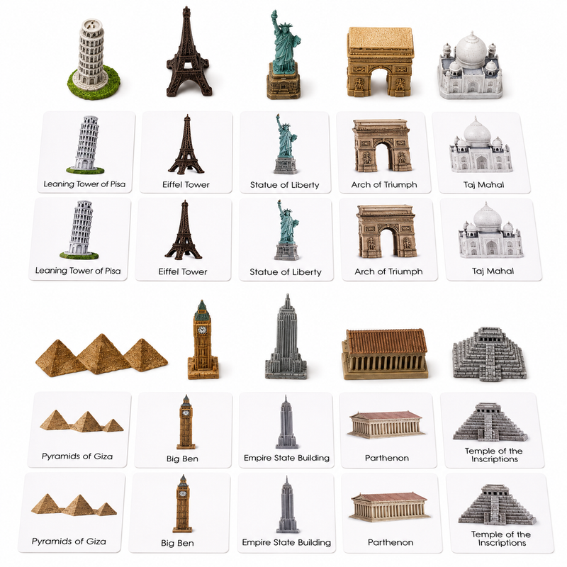 Around the World Landmarks Replicas Set 1 & Laminated 3-Part Cards