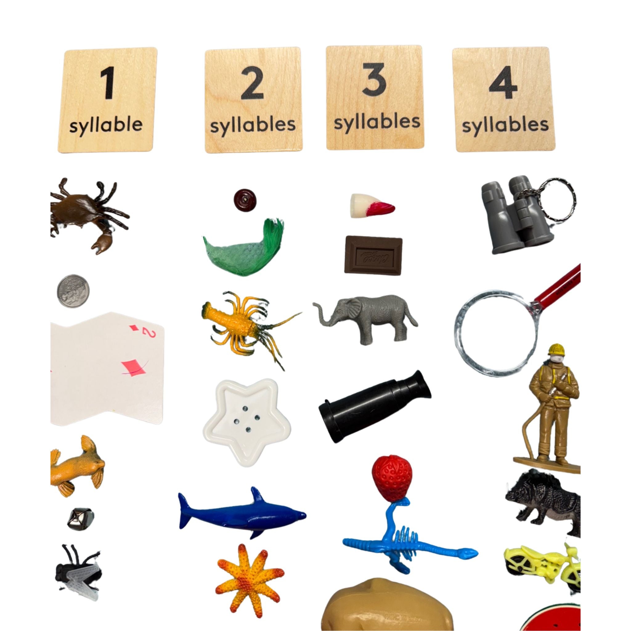Bag Full of Objects: Syllable Count with Wooden Labels