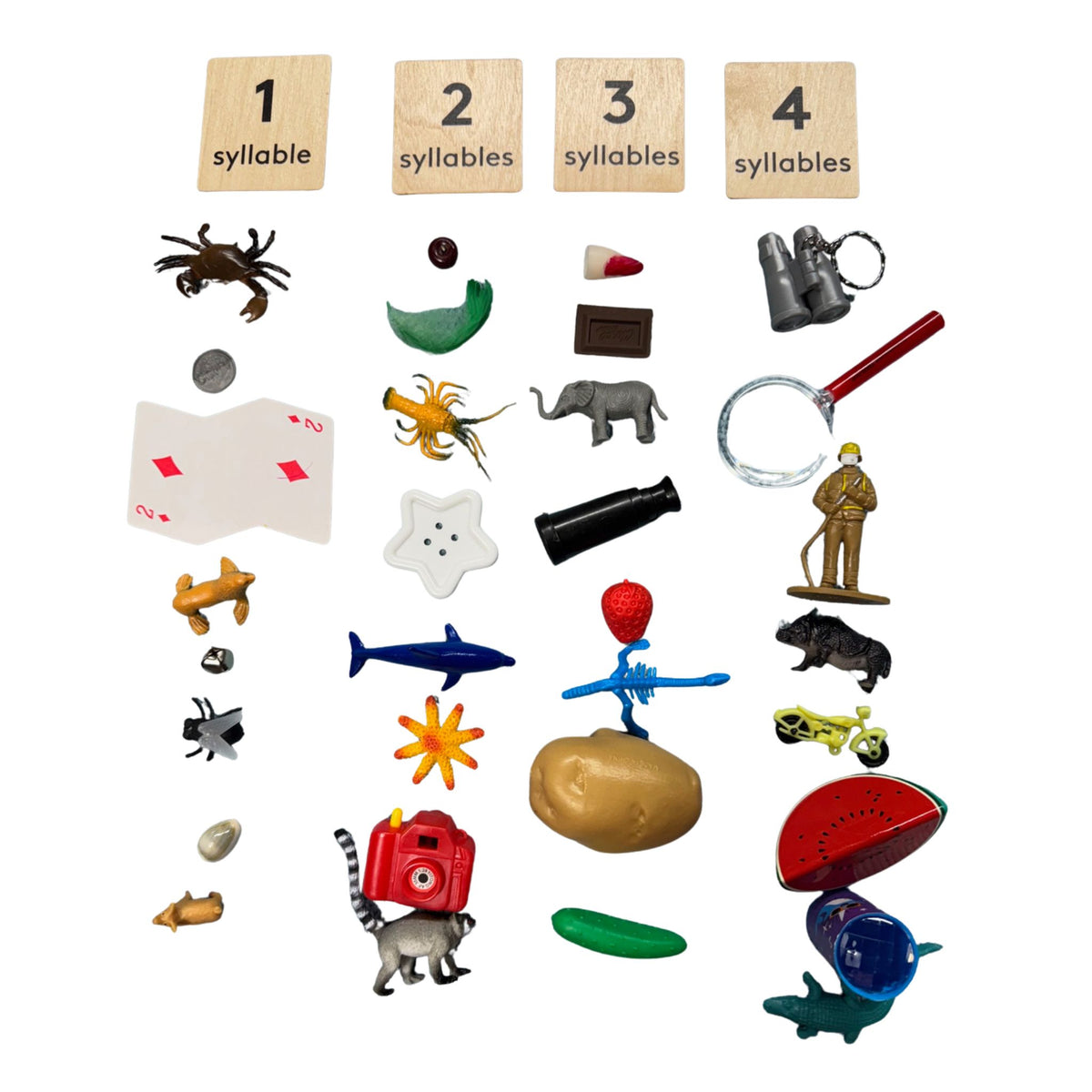 Bag Full of Objects: Syllable Count with Wooden Labels