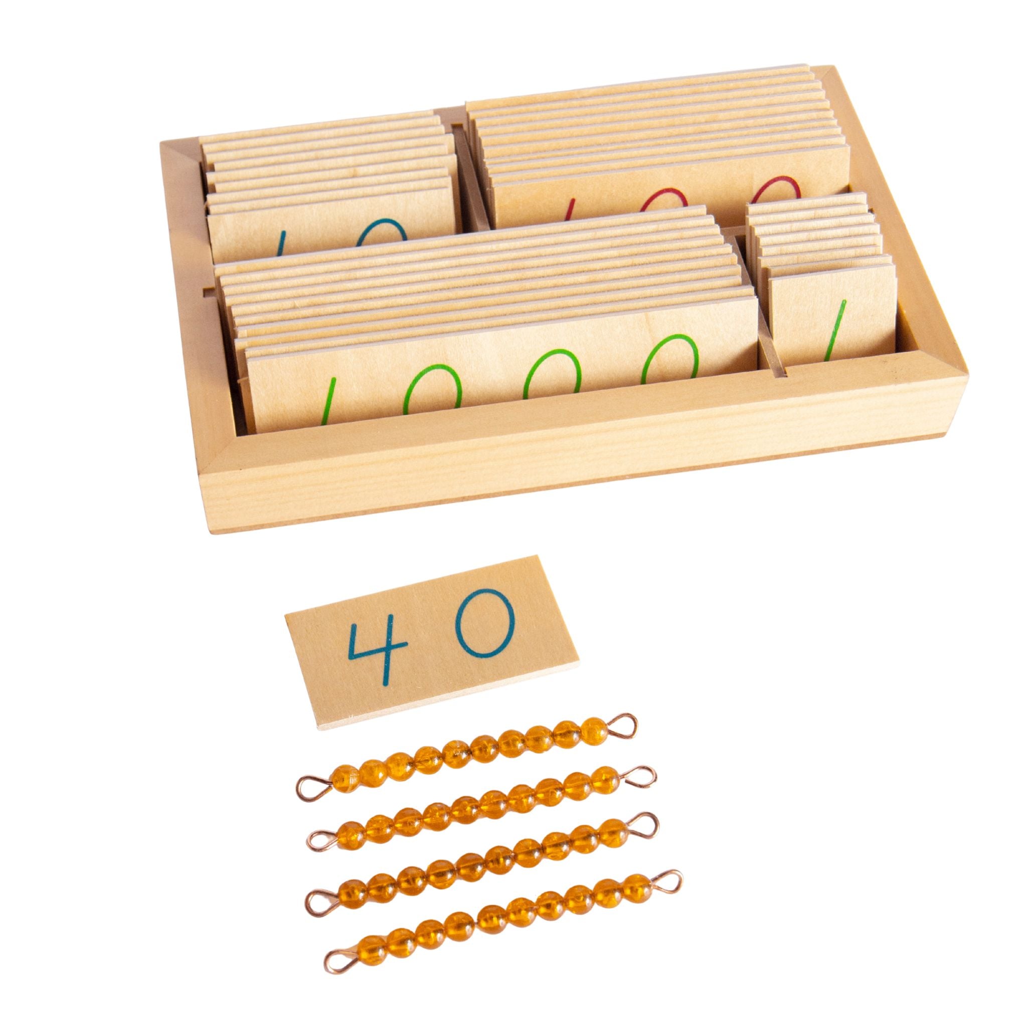 Wooden Large Decimal System Number Cards & Box