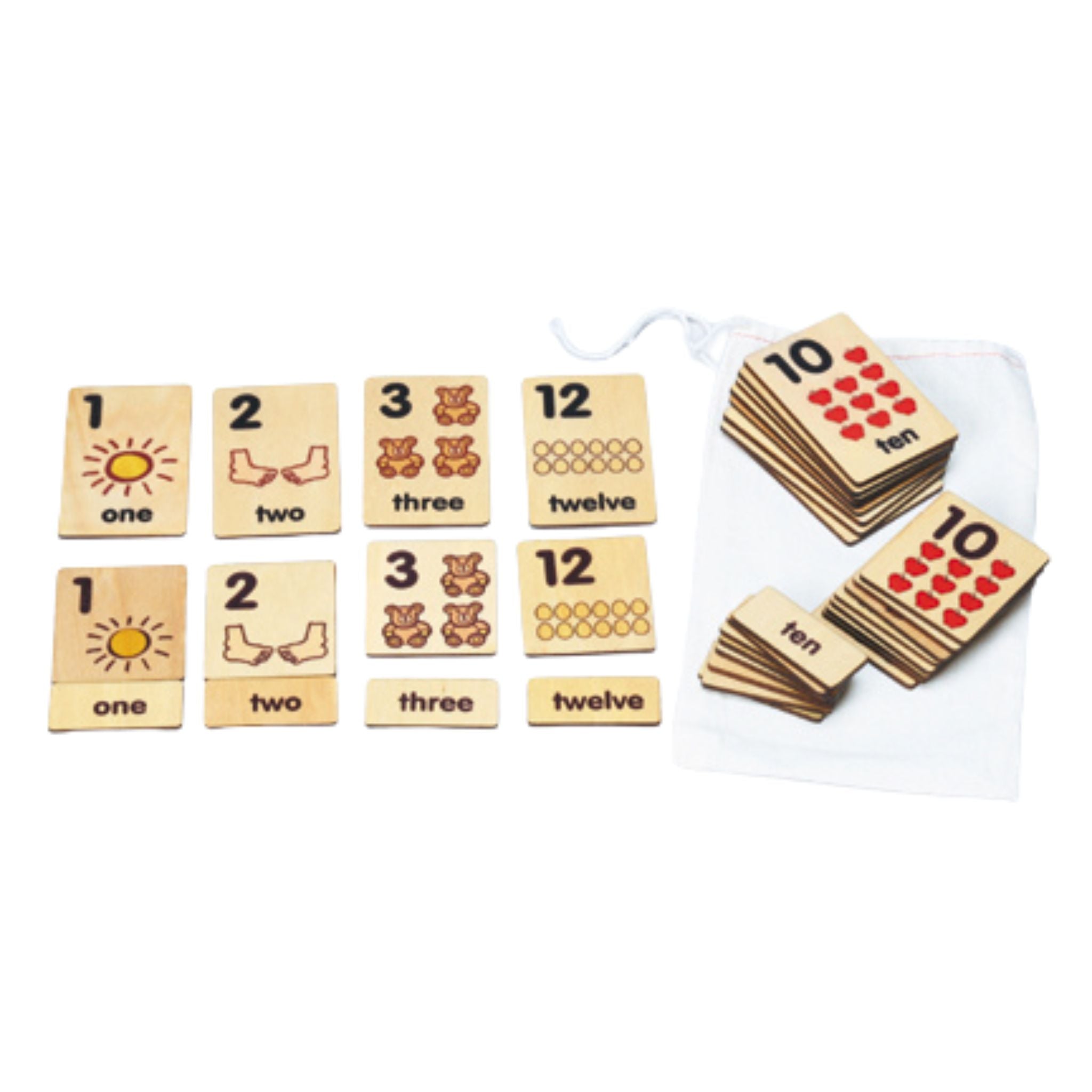1-12 Numbers 3-Part Wood Tile Cards