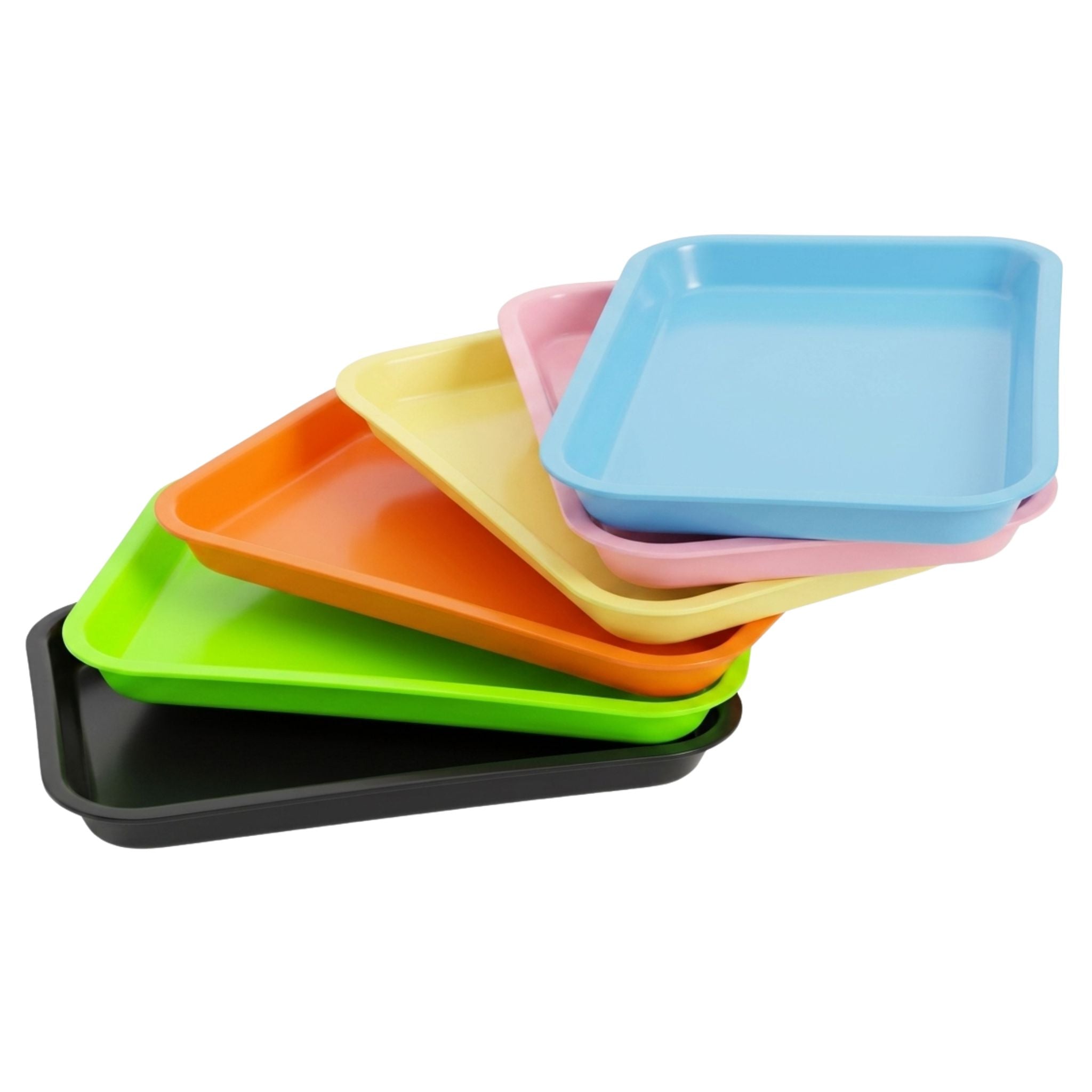 Tray: Medium Plastic Colored Rectangular