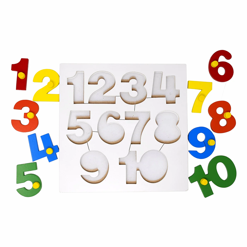 Number Inset Puzzle Board 1-10 with Knobs