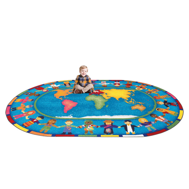Rugs: Continents Hands Around The World Ellipse Rugs