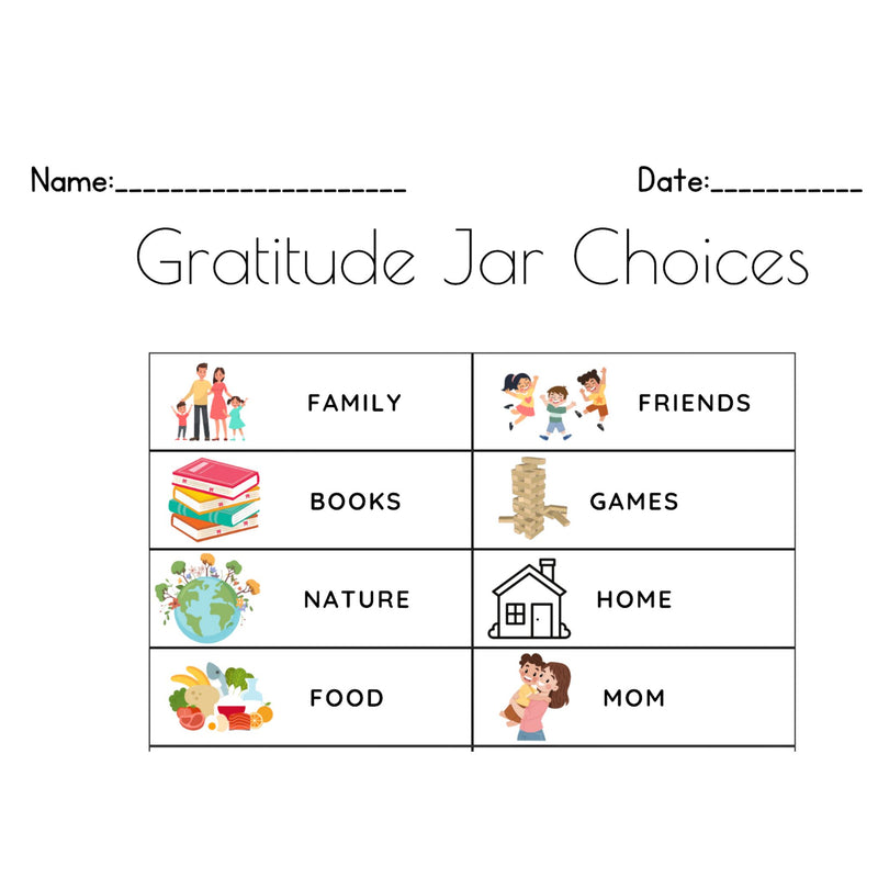 Gratitude Jar Activity Sheet