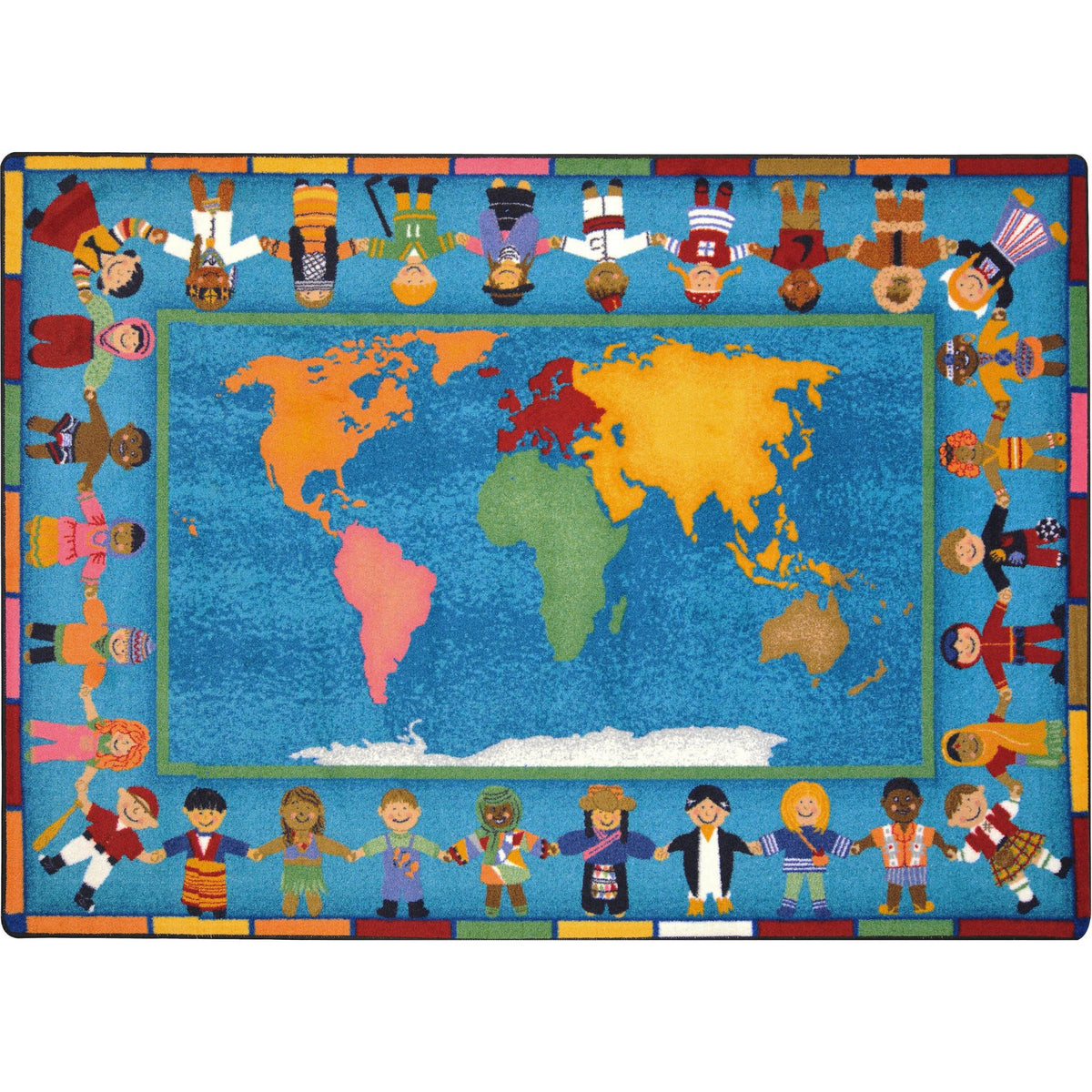 Rugs: Continents: Hands Around The World 7ft 8in x 10ft 9in Rectangle Rug