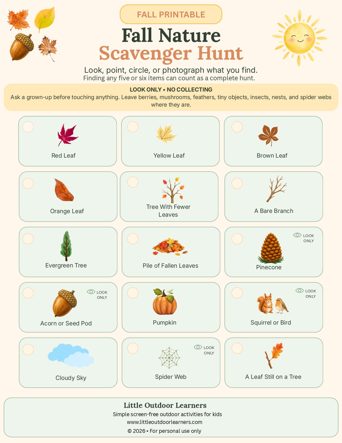 Fall Nature Exploration Free Printable Collection
