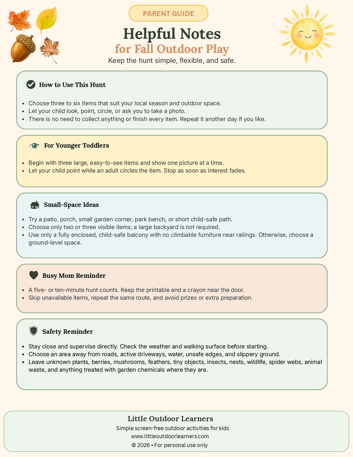 Fall Nature Exploration Free Printable Collection