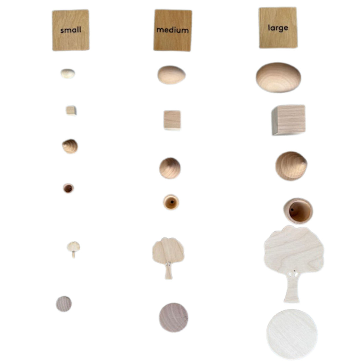 Small Medium Large All Wooden Set
