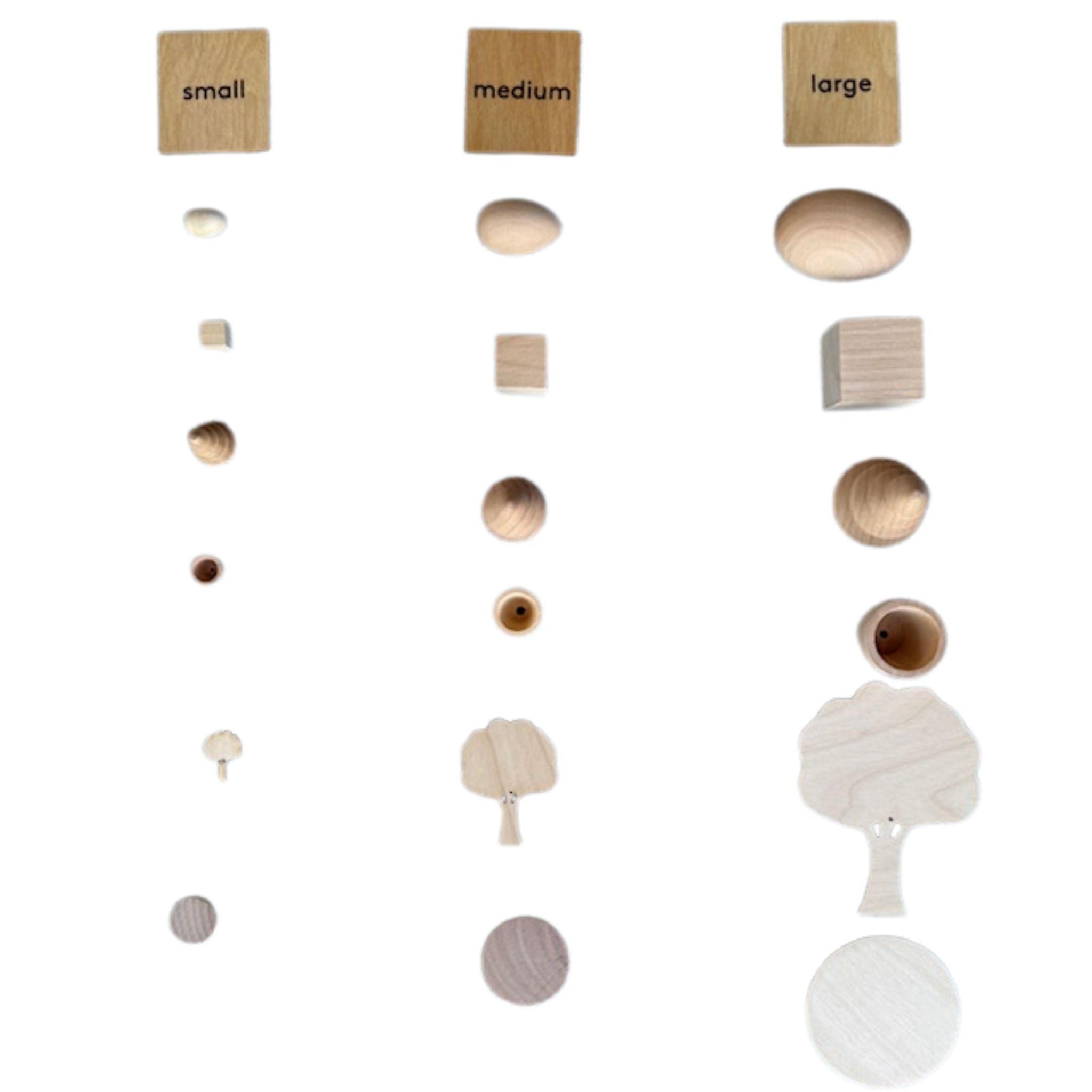 Small Medium Large All Wooden Set
