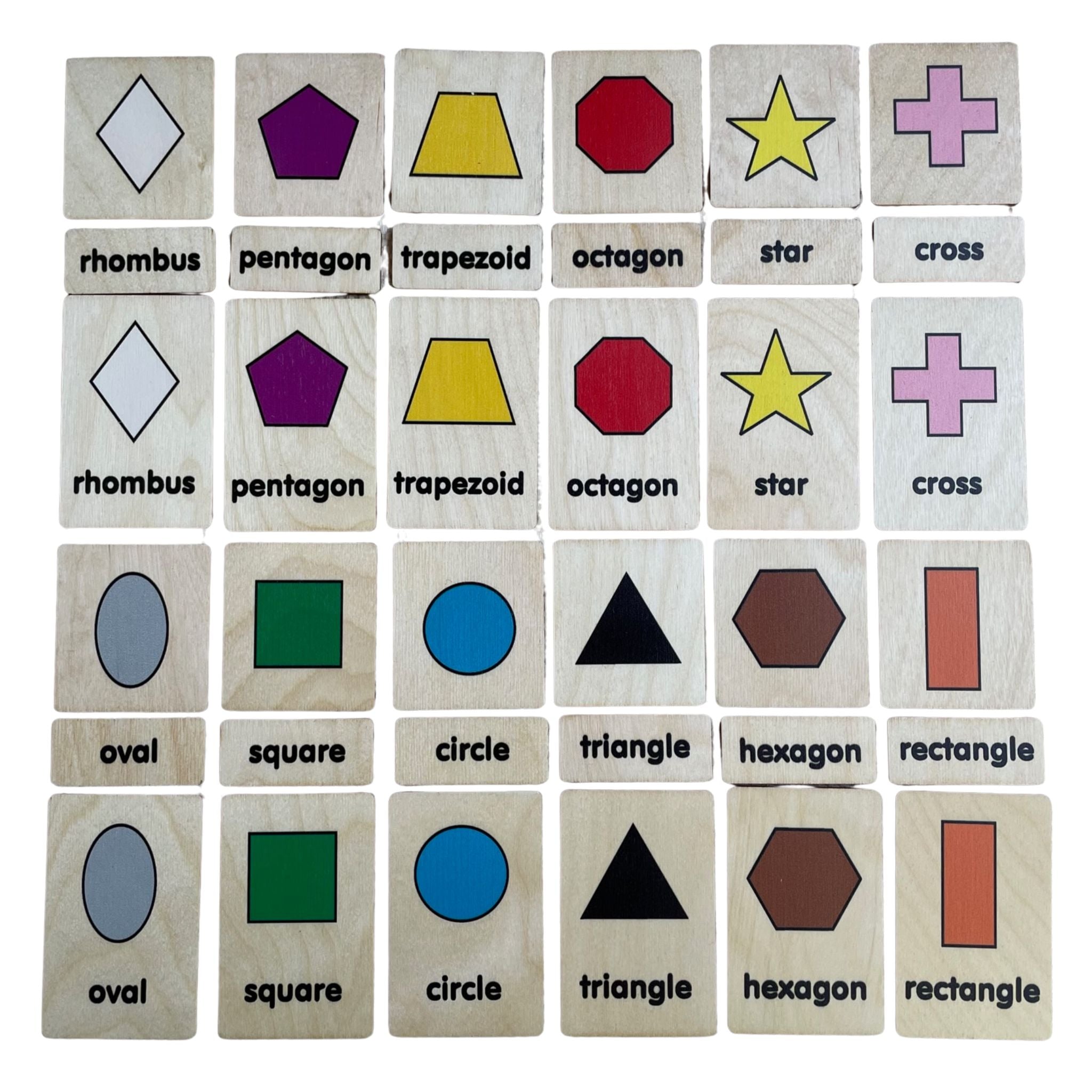 Shapes 3-Part Wood Tile Cards