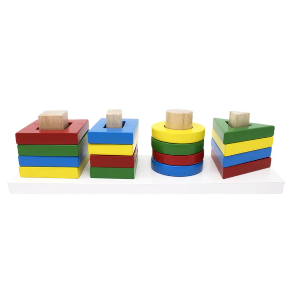 Shape Stack Sort Stack and Sort Geometric Board (single peg/shape) | Montessori-n-Such