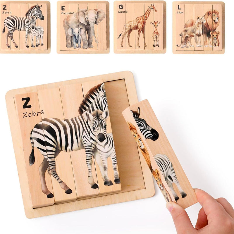 4 in 1 Wooden Animal Chunky Puzzle