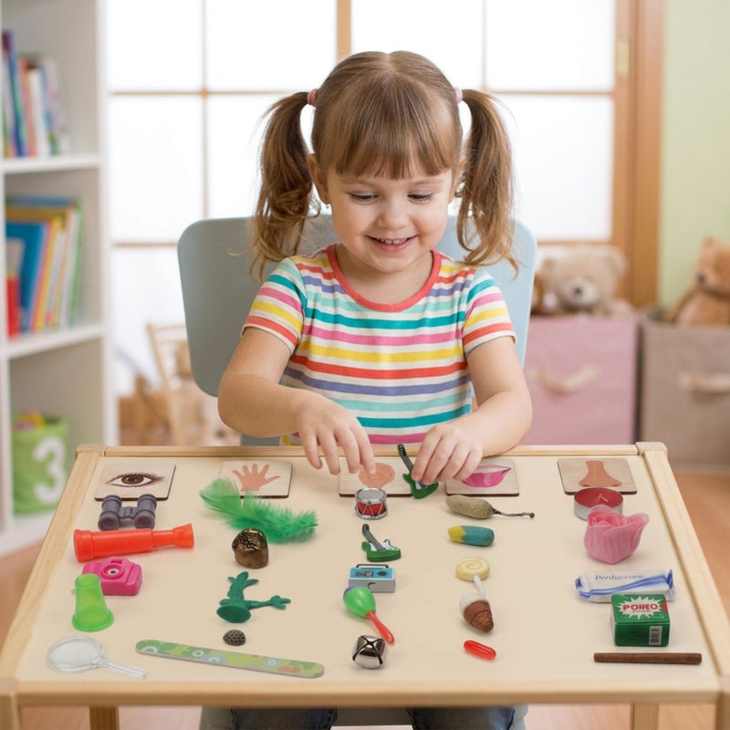 Sensory Classification: 5 Senses Objects & Wood Sorting Labels Kit