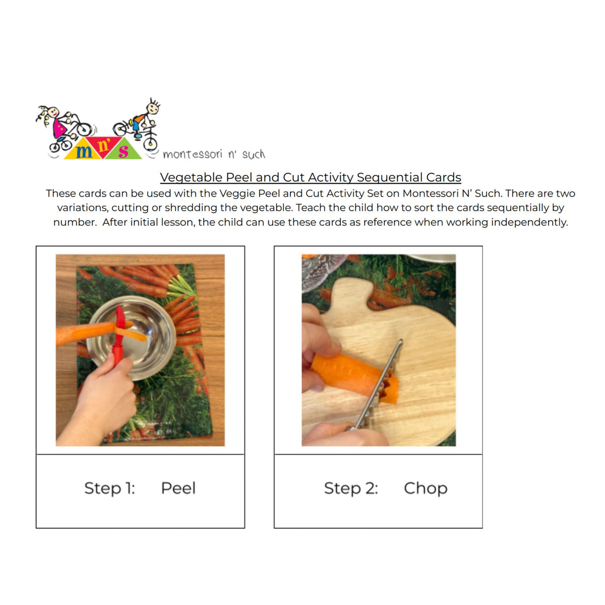 Vegetable Peel and Cut Activity Sequential Cards