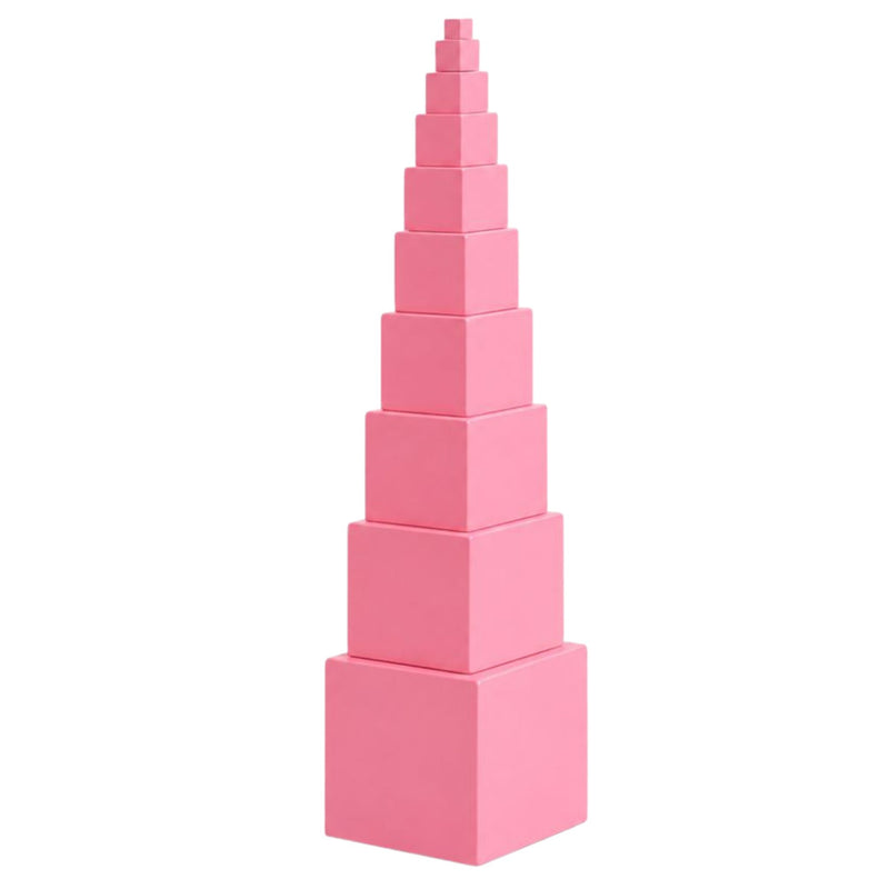 Pink Tower – 10-Piece Solid Wood Sensorial Set
