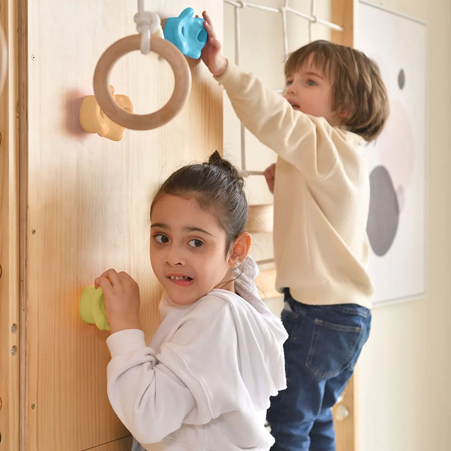 Furniture: Walnut | Swedish Ladder Jungle Gym - 79" Height - Wall Mounted