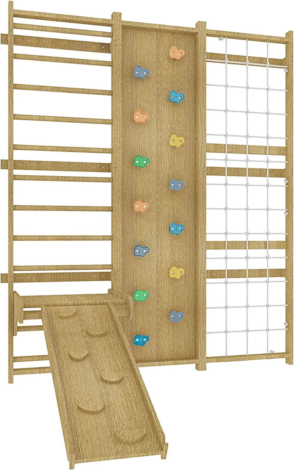 Furniture: Walnut | Swedish Ladder Jungle Gym - 79" Height - Wall Mounted